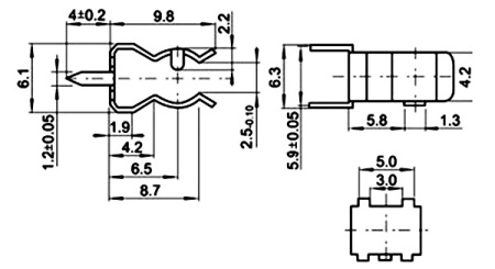 Держатель предохранителя RUICHI NF-005, 6х32 мм, Ni, 10 А