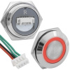 Кнопка антивандальная с подсветкой RUICHI GQ19TF-4E/R/N, OFF-(ON), рабочая температура -25…+55 °C, никелированная латунь, короткая, красная, с разъемом