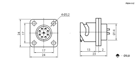 Разъём быстроразъёмный RUICHI FQ14-9pin ZJ, 9-контактный