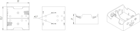 Батарейный отсек RUICHI BH121 D 2x1 (BH610), открытый