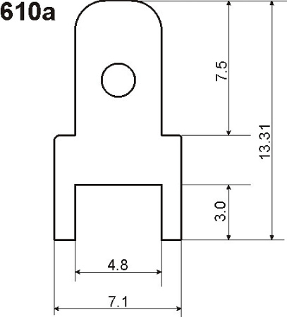Клемма ножевая на плату RUICHI DJ610A-4.8, 4.8 мм