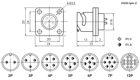 Разъём быстроразъёмный RUICHI FQ18-4pin ZK, 4-х контактный