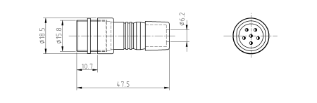 Разъём цилиндрический малогабаритный RUICHI GX16-P-6, 6 контактов