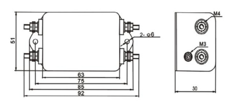 RUICHI CW4L2-10A-S сетевой EMI/RFI фильтр, однофазный, 250VAC, 10A, двухкаскадный, высокопроизводительный, компактный
