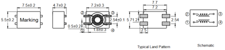 CSTCA0940RB-102 (DR331-105BE) Codaca Синфазный помехоподавляющий индуктивный фильтр 1 мГн, 0.7 А, 0.2 Ом, 7 МГц