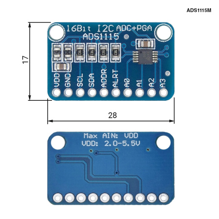 ADS1115M RUICHI, Модуль АЦП 16-битный 4-канальный (I2C)