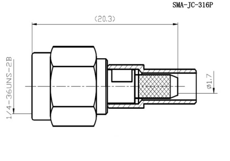 Разъём высокочастотный RUICHI SMA-JC-316P, обжимной