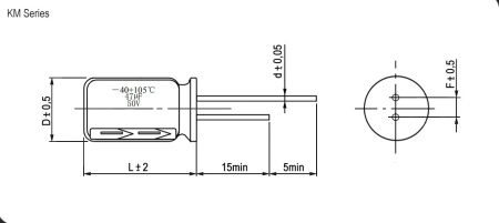 KM101M1EBKJ0612VBK JWCO Конденсатор электролитический радиальный, 100 мкФ, 25 В, 6.3х12 мм, -40…+105 °C, наработка 2000 часов