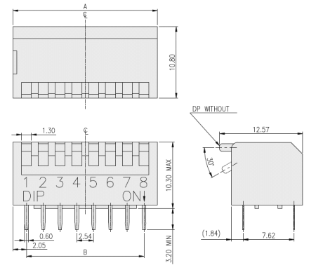 DIP переключатель RUICHI DP-08, серия SWD 3-8