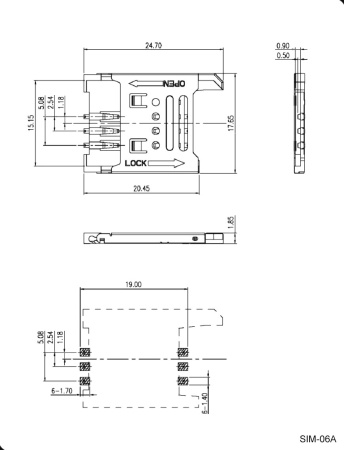 Держатель SIM RUICHI SIM-06A, 6 контактов