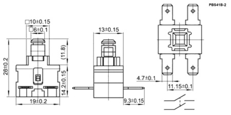 Кнопочный переключатель RUICHI PBS41B-2