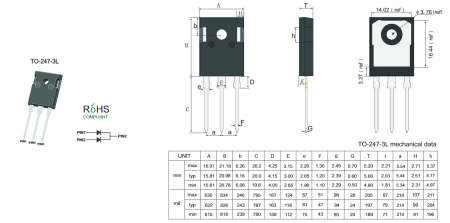 MBR40200WT Jingdao, 2 диода Шоттки с общим катодом, 200 В, 2х20 А, TO-247
