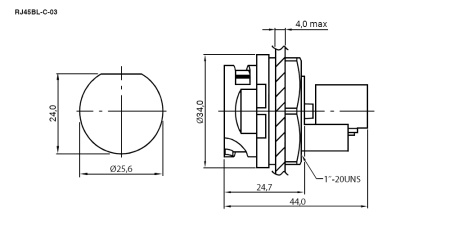 Герметичный круглый разъем для кабеля RUICHI, RJ45BL-C-03, байонетное соединение