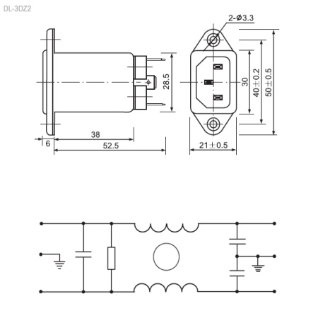 Сетевой фильтр RUICHI DL-3DZ 21, 3 А