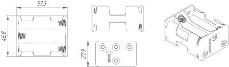 Батарейный отсек RUICHI BH363 AA 3x1+3x1 (BH607), открытый