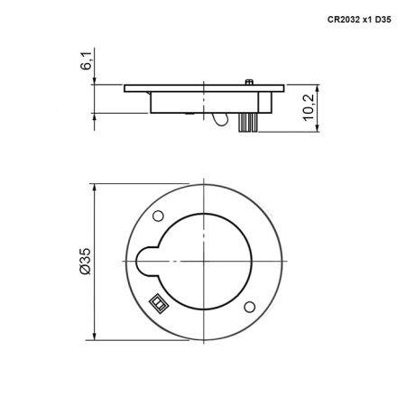 Батарейный отсек RUICHI CR2032*1 switch D35 мм, открытый