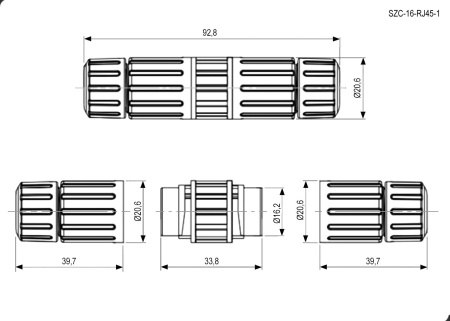 Разъём герметичный SZC-16-RJ45-1 ip68, 1 А