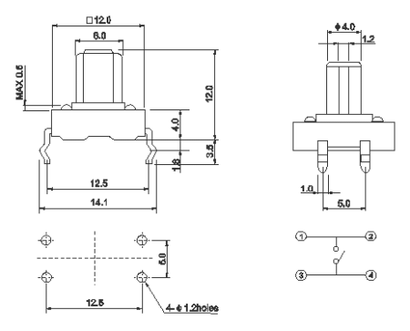 Тактовая кнопка RUICHI TS-1103