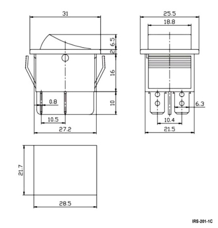 Клавишный переключатель RUICHI IRS-201-1C ON-OFF