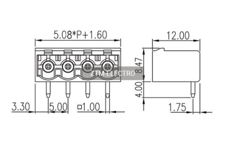 Разъемный клеммный блок на плату ZTM-ELECTRO 2ZHDRC-06P ( 15EDGRC-5.08-06P / 2EGTRC-5.08-06P ), вилка (M), 6 контактов, шаг 5.08 мм