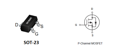 BSH205G2R HXY полевой транзистор (MOSFET), P-канал, -20 В, -2.3 А, 140 мОм, SOT-23