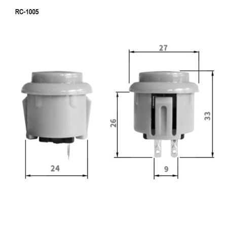 Кнопка GMSI RUICHI RC-1005-24-W, 24 мм, 12 А, 20 мОм, 12 В, круглая, цвет белый