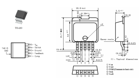 LM2577S-ADJ SLKOR DC/DC boost преобразователь 3 А, 52 кГц, регулируемый выход, TO-263-5
