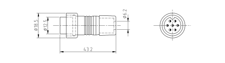 Разъём цилиндрический малогабаритный RUICHI GX16-P-7A, 7 контактов