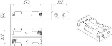 Батарейный отсек RUICHI BH321 AA 2x1 (BH603), открытый