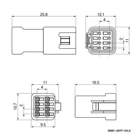 08MF-JWPF-VSLE RUICHI Комплект разъёмов, 3А, 48 В, 8 конт., IPX7