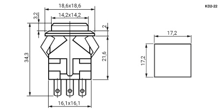 Кнопочный переключатель RUICHI KD2-22BBR