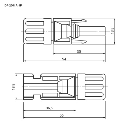 Коннектор для солнечных батарей RUICHI DF-2601A-1P (MC4 AB), универсальный