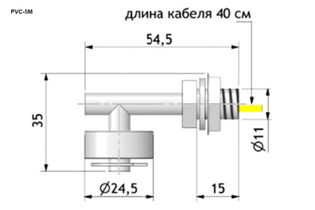 Поплавковый выключатель RUICHI PVC-5M, IP68, белый