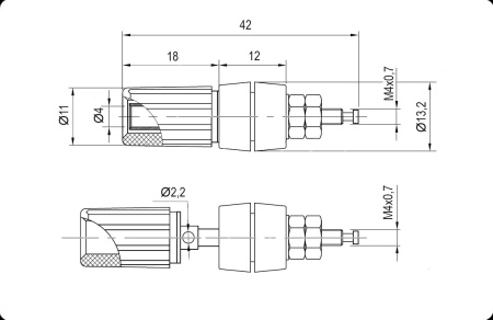 Гнездо RUICHI 10-0021 Zinc красный, монтаж на гайку
