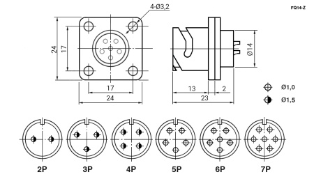 Разъём быстроразъёмный RUICHI FQ14-7pin ZK, 7-ми контактный
