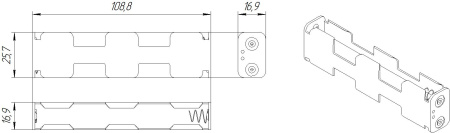 Батарейный отсек RUICHI BH342 AA 2x2 (BH606), открытый