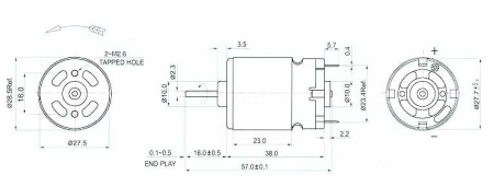 Коллекторный электродвигатель постоянного тока RUICHI R380-09320, 24 В, 4200 об/мин