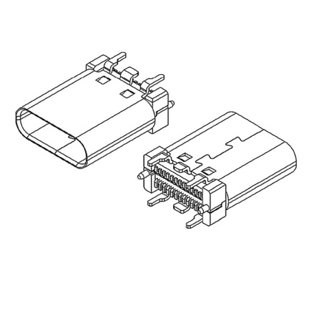 Разъём USB RUICHI USB3.1 TYPE-C 24PF-010, 24 контакта