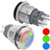 Кнопка антивандальная RUICHI GQ19B-10E/RGB/N off-(on), рабочая температура -25…+55 °C, никелированная латунь, трехцветная (RGB) подсветка