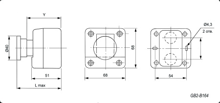 Кнопочный пост RUICHI GB2-B164H29, NC-(NO) - аварийная остановка электрооборудования, без фиксации, IP65/IP66, 10 А, 68х68 мм, открытой установки, черный/серый, кнопка красная "EMERGENCY STOP"