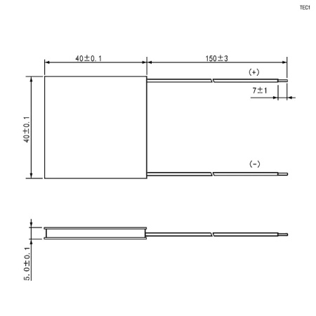 Модуль Пельтье RUICHI TEC1-12707, 40x40х5 мм, 12 В