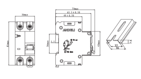 DZ59LE-40 1P+N 32A 30mA х-ка 4.5kA