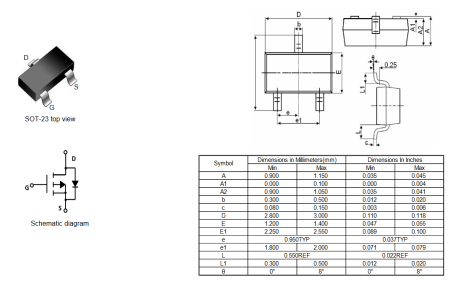 SL40P05Y HXY полевой транзистор (MOSFET), P-канал, -40 В, -4.4 А, 90 мОм, SOT-23