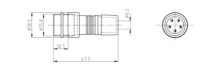 Разъём цилиндрический малогабаритный RUICHI GX16-P-5, 5 контактов