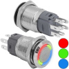 Кнопка антивандальная RUICHI GQ16B-10E/RGB/N off-(on), рабочая температура -25…+55 °C, никелированная латунь, трехцветная (RGB) подсветка