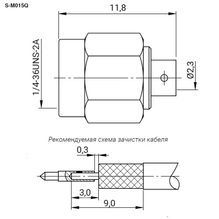 Разъём высокочастотный RUICHI S-M015Q, цанговый