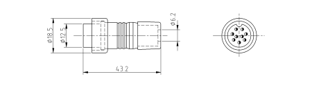 Разъём цилиндрический малогабаритный RUICHI GX16-P-9A, 9 контактов