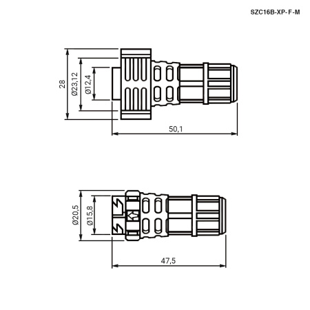 Герметичный разъем SZC, комплект, SZC16B-2P-F-M, кабель-кабель, ip67, 2 pin, байонетное соединение