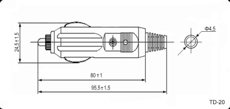 Разъём питания RUICHI TD-20, 12/24 В