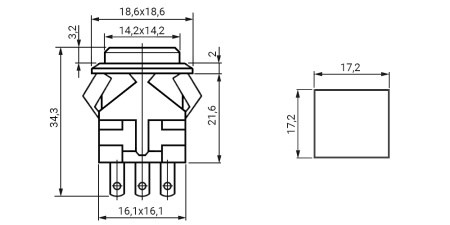 Кнопочный переключатель RUICHI KD2-22BER